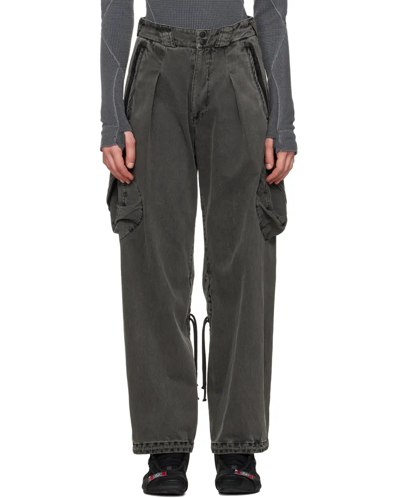 Hyein Seo Gray Dyed Cargo Pants Dark