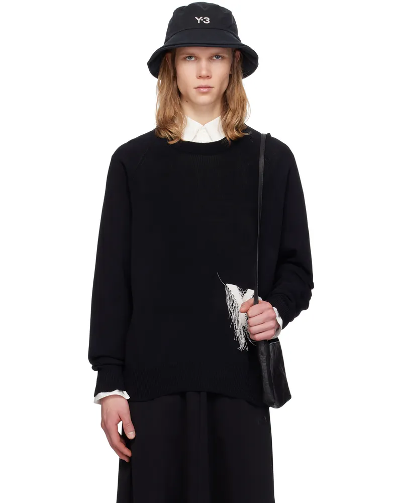 Y-3 Black Knit Crew Sweater Black