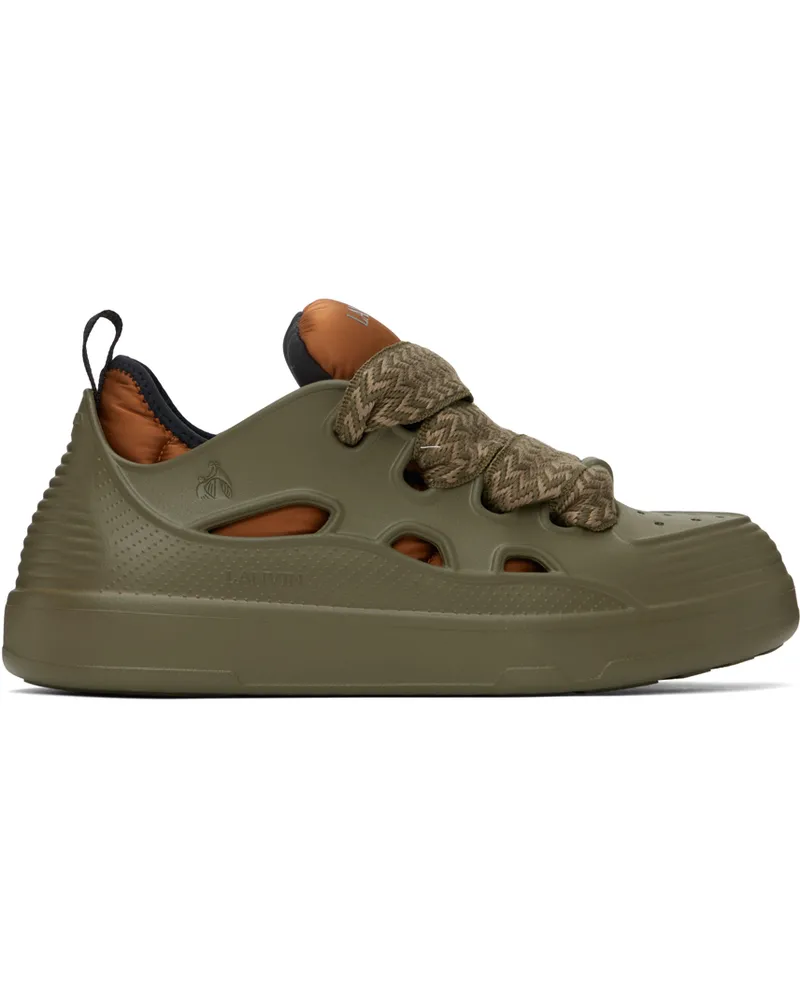 Lanvin Green & Taupe Curb Color-Block Rubber Sneakers 16