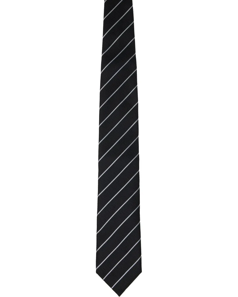 Tom Ford Black Striped Tie Black