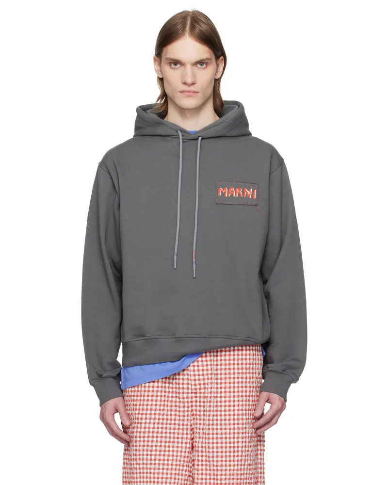 Marni Gray Loopback Cotton Jersey Hoodie 00n62
