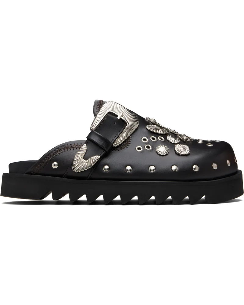 Toga Brown Eyelet Metal Sabot Loafers Dark