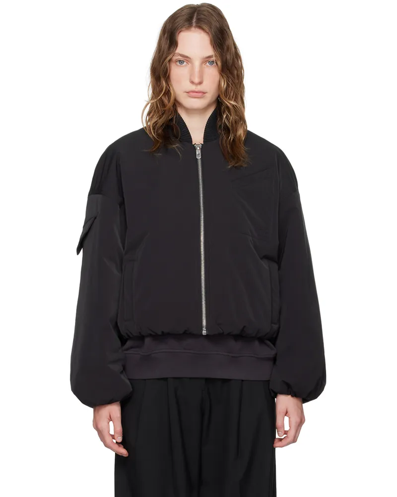 Ganni Black Oversized Bomber Jacket Black