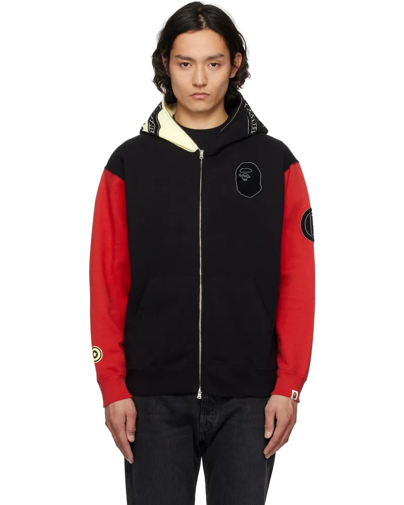 BAPE Black & Red China Shark Full Zip Hoodie Blk-black