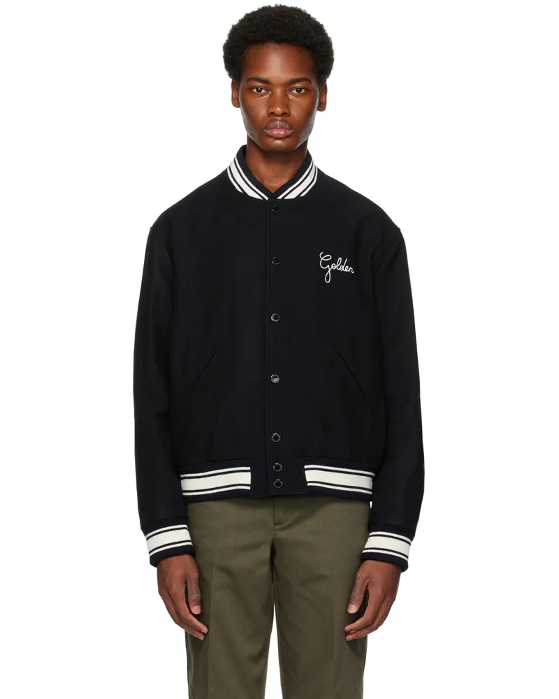 Golden Goose Navy Press-Stud Bomber Jacket 50486