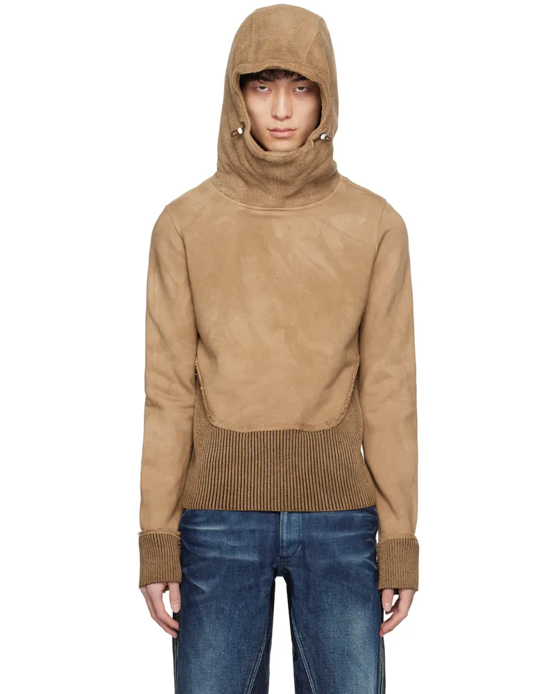 Charlie Constantinou Brown Hybrid Hoodie Brown