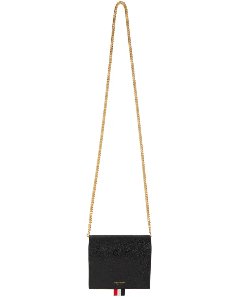 Thom Browne Black Leather Card Holder Black