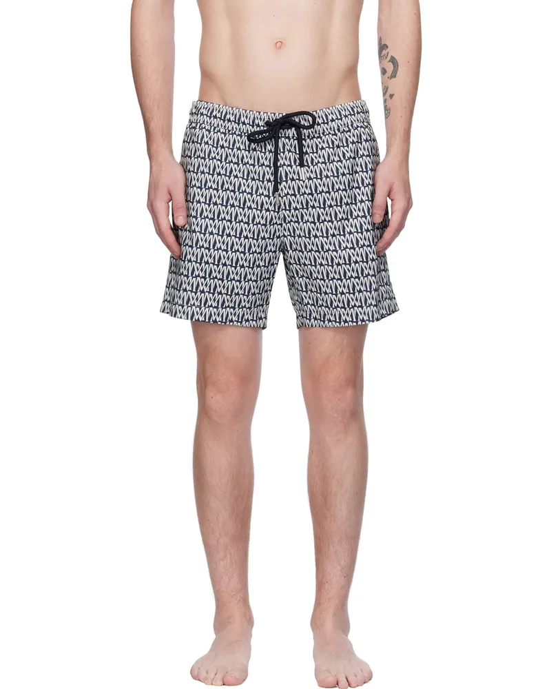 Moncler Navy & White Printed Swim Shorts P.
