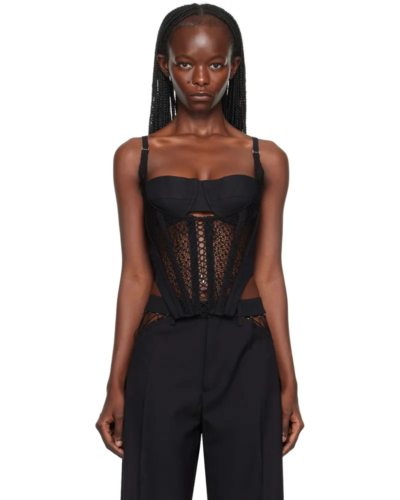 Dion Lee Black Lace-Up Corset Tank Top Black