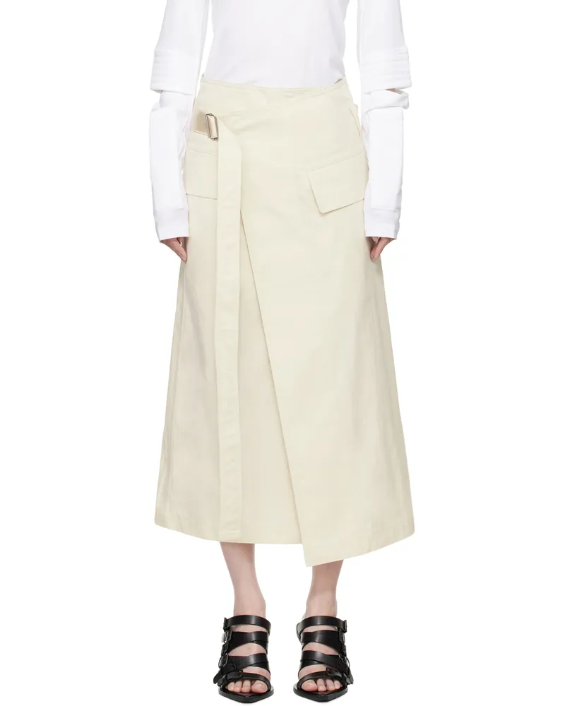 Helmut Lang Off-White Trench Wrap Midi Skirt Creme