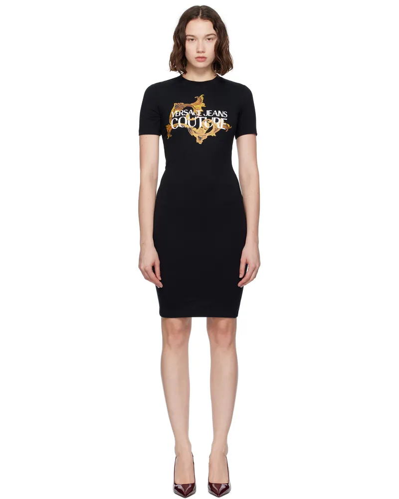 Versace Jeans Black Vestiti Jersey Stretch Minidress Eg89