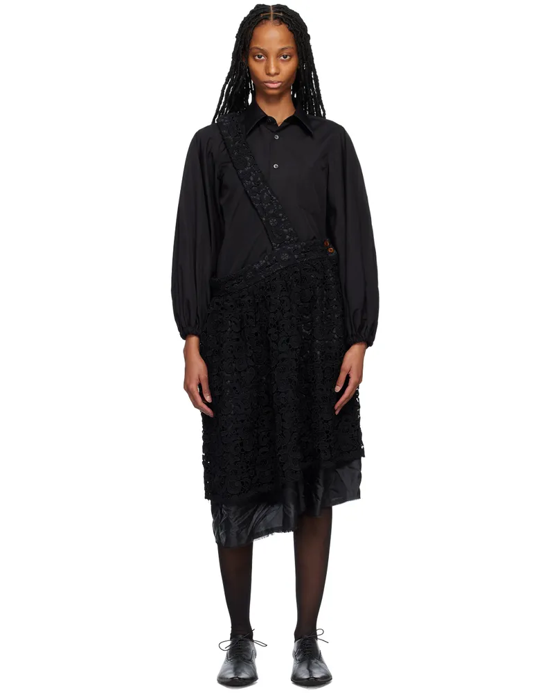 Comme des Garçons Black Floral Midi Skirt 1