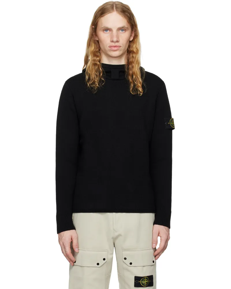Stone Island Black Logo Patch Hoodie V0029