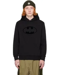 Moncler Black Flocked Batman Logo Hoodie -