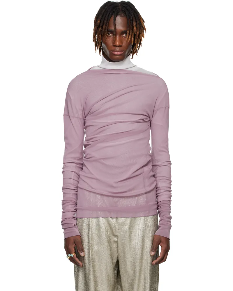 Dries van Noten Purple Sheer Draped T-shirt 403