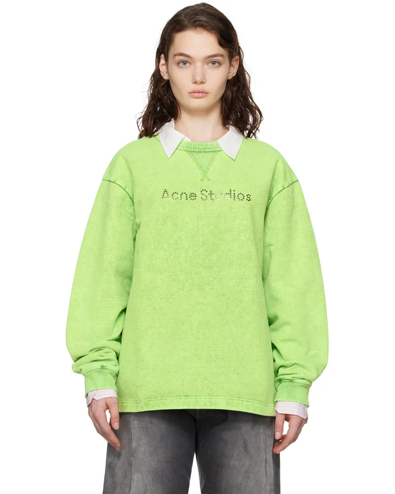 Acne Studios Green Logo Stud Sweatshirt Bcd