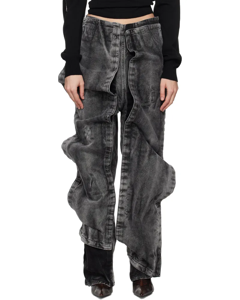 Y/PROJECT Black Velcro Panel Jeans Black
