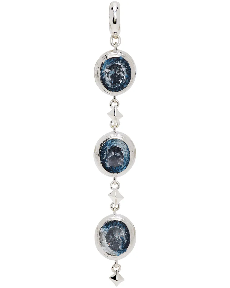 SWEETLIMEJUICE Silver Denim Oval Single String Single Earring Silver