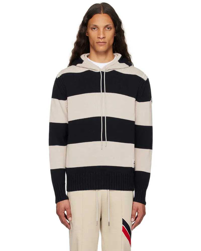 Moncler Navy & Beige Stripe Hoodie P70