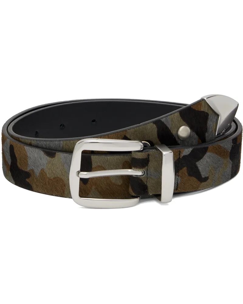 OPEN YY Khaki & Gray Camo Stud Western Belt Multi