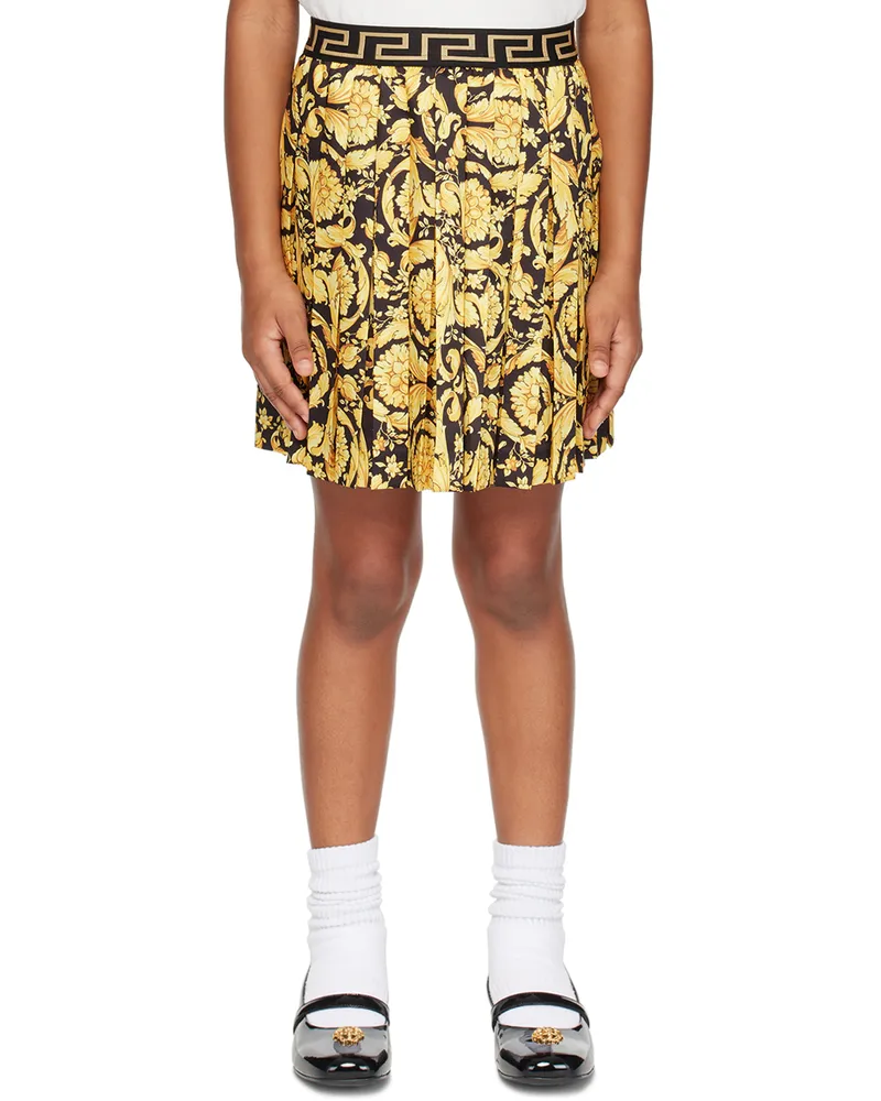 Versace Kids Gold & Black Barocco Skirt Nero+oro