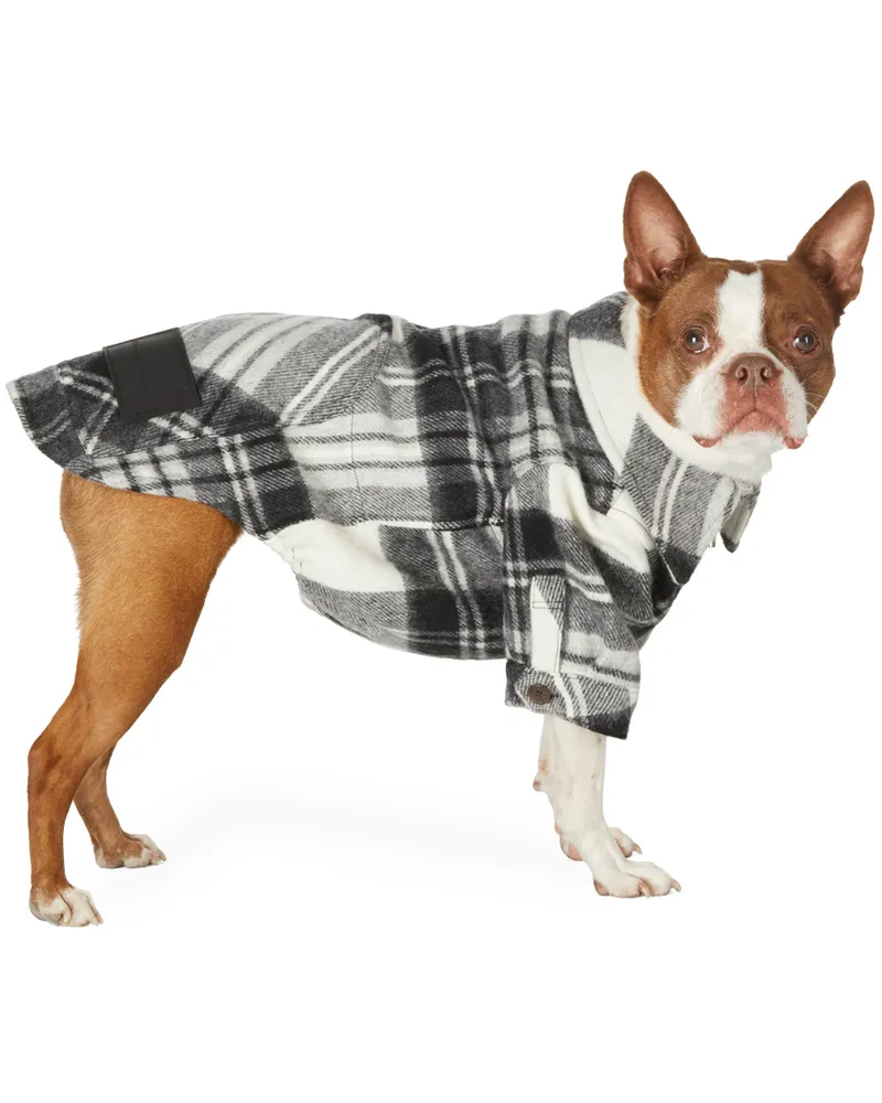 WE 11 DONE SSENSE Exclusive Grey Wool Check Anorak Shirt Grey