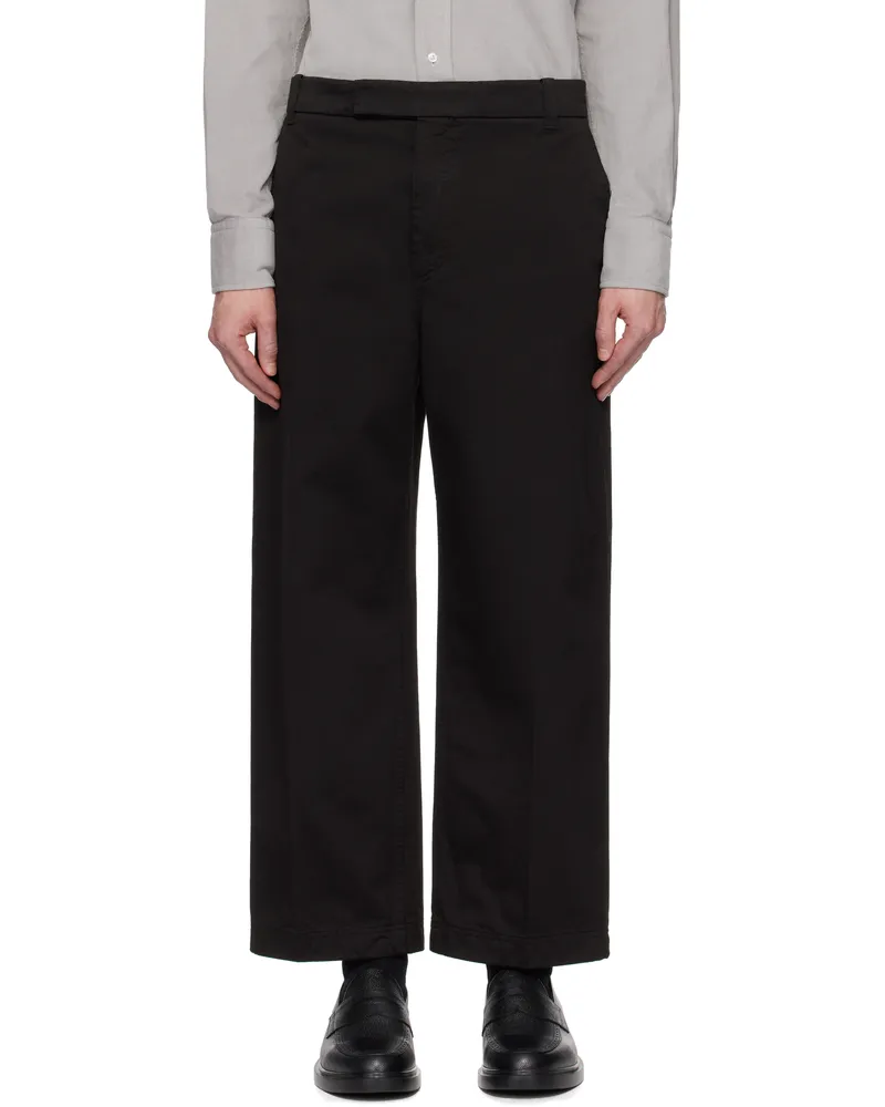 Thom Browne Black Cotton Twill Utility Trousers 001