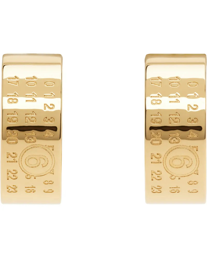 Maison Margiela Gold Numeric Minimal Signature Hoop Earrings 950