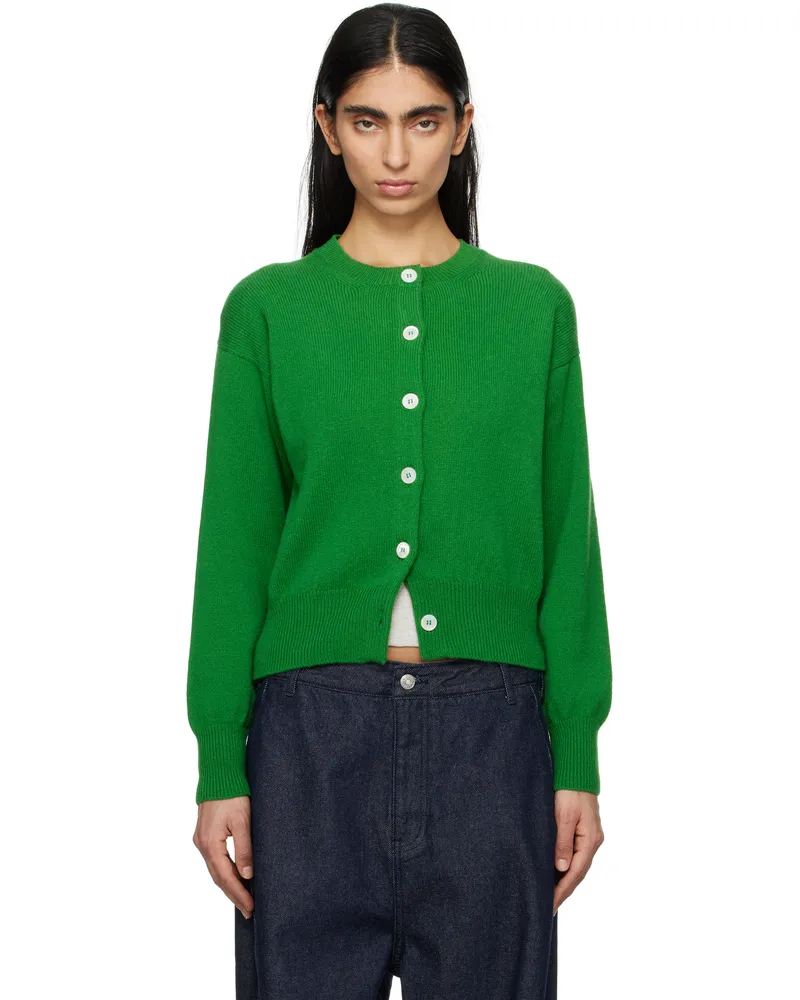 &Daughter Green Ada Crewneck Cardigan Pagoda