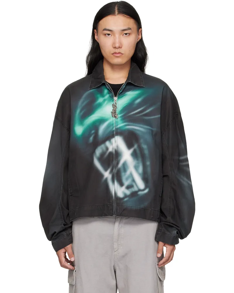 Gerrit Jacob Black Printed Denim Jacket Black
