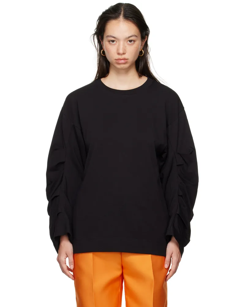 Dries van Noten Black Pleated Sleeves T-Shirt 900