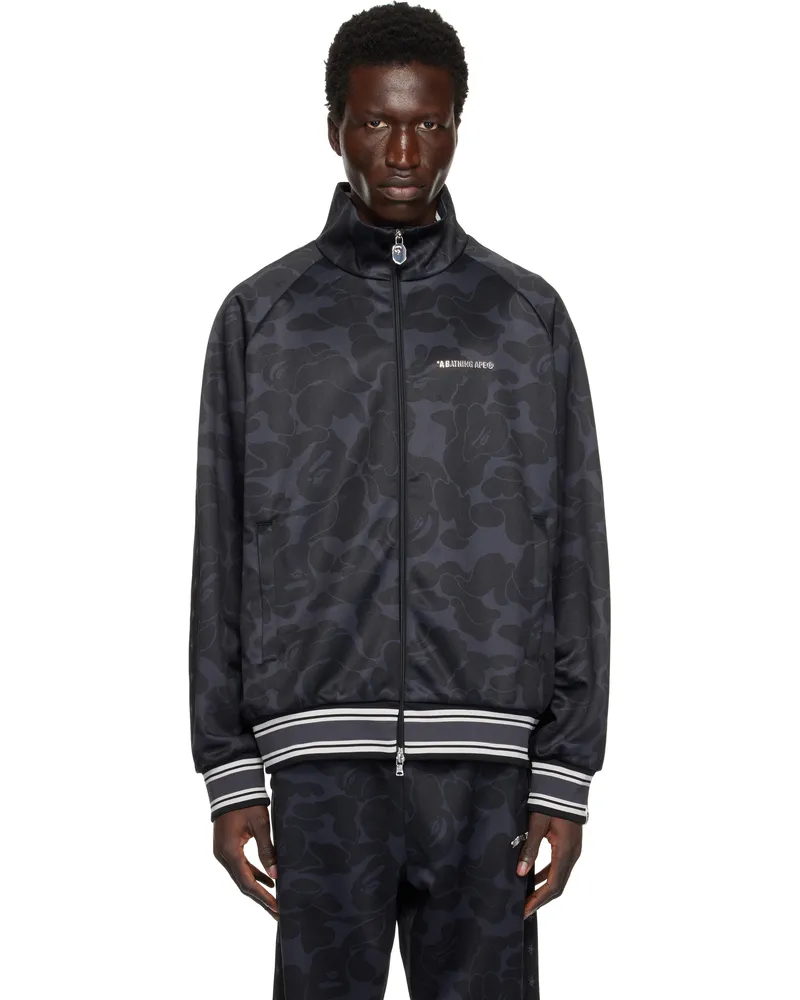 BAPE Black Tonal Solid Camo Track Jacket Black