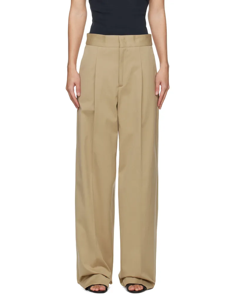 MSGM Beige Faille Pleats Trousers 24