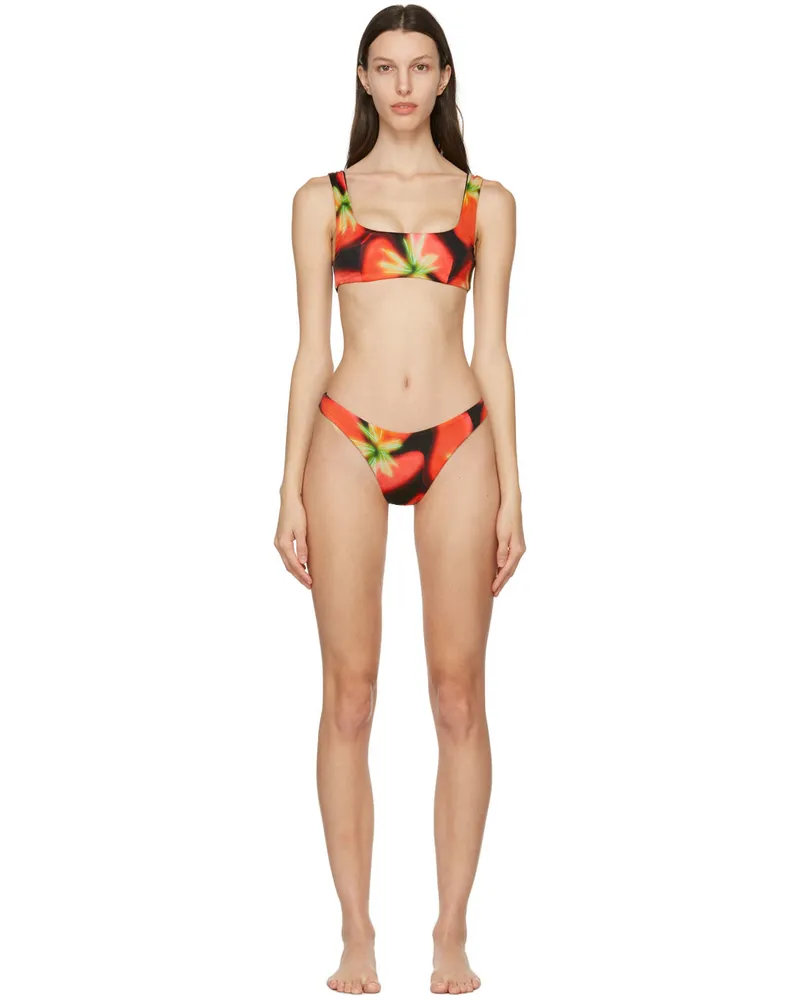 Louisa Ballou Black & Red Scoop Bikini Pink