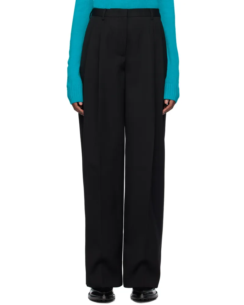 Jil Sander Black Pleated Trousers 001