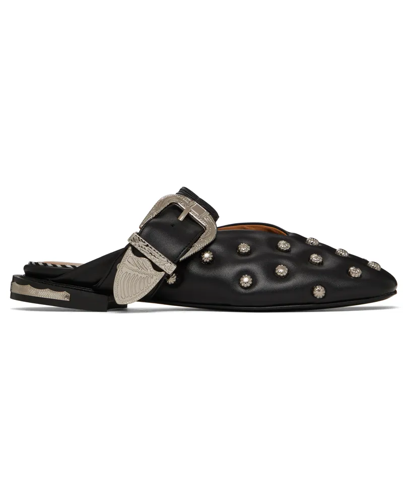 Toga Black Studded Slippers Black