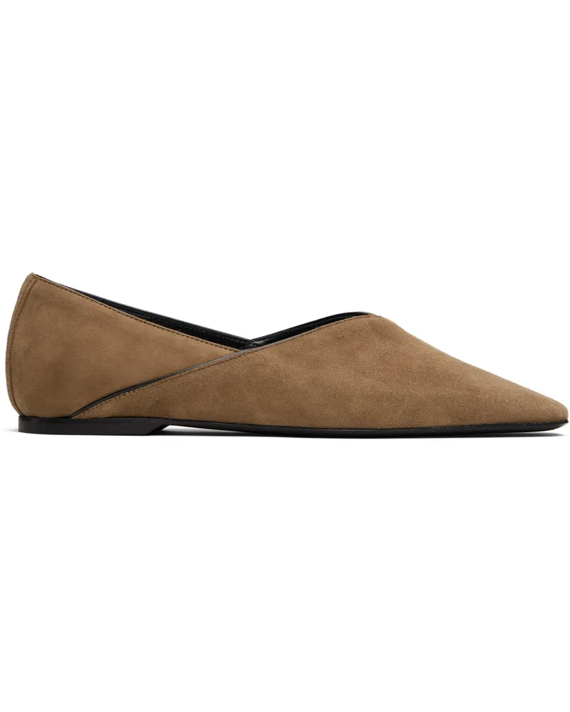 Totême Taupe Everyday Suede Ballerina Flats Hazel