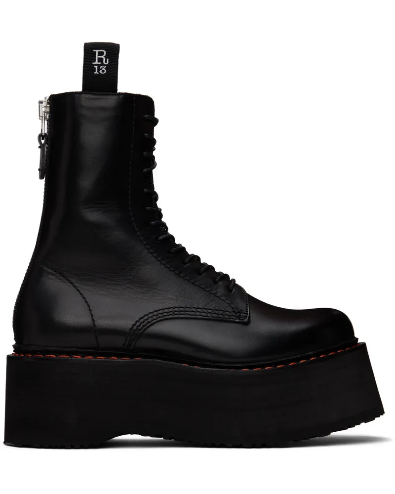 R13 Black Double Stack Boots Black