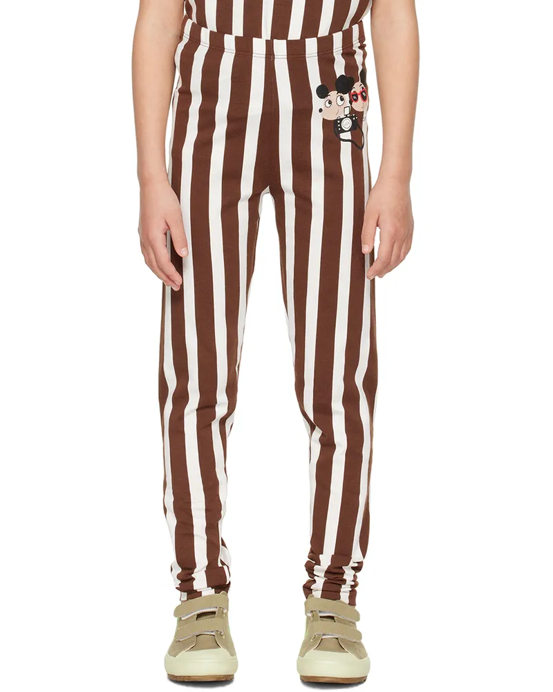 Mini Rodini Kids Brown & White Ritzratz Leggings Brown