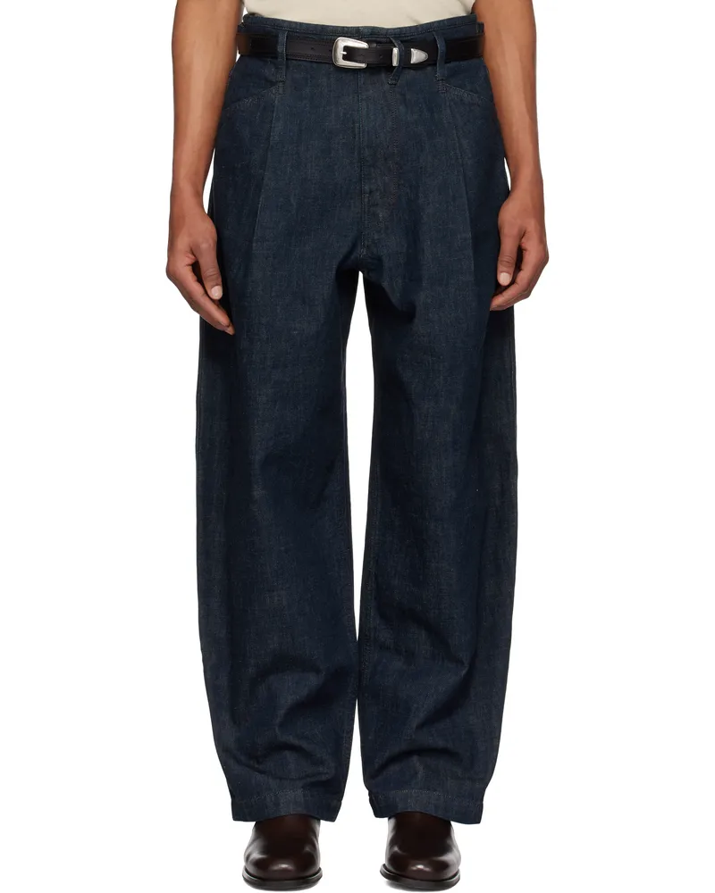 Christophe Lemaire Blue Pleated Workwear Jeans Bl760