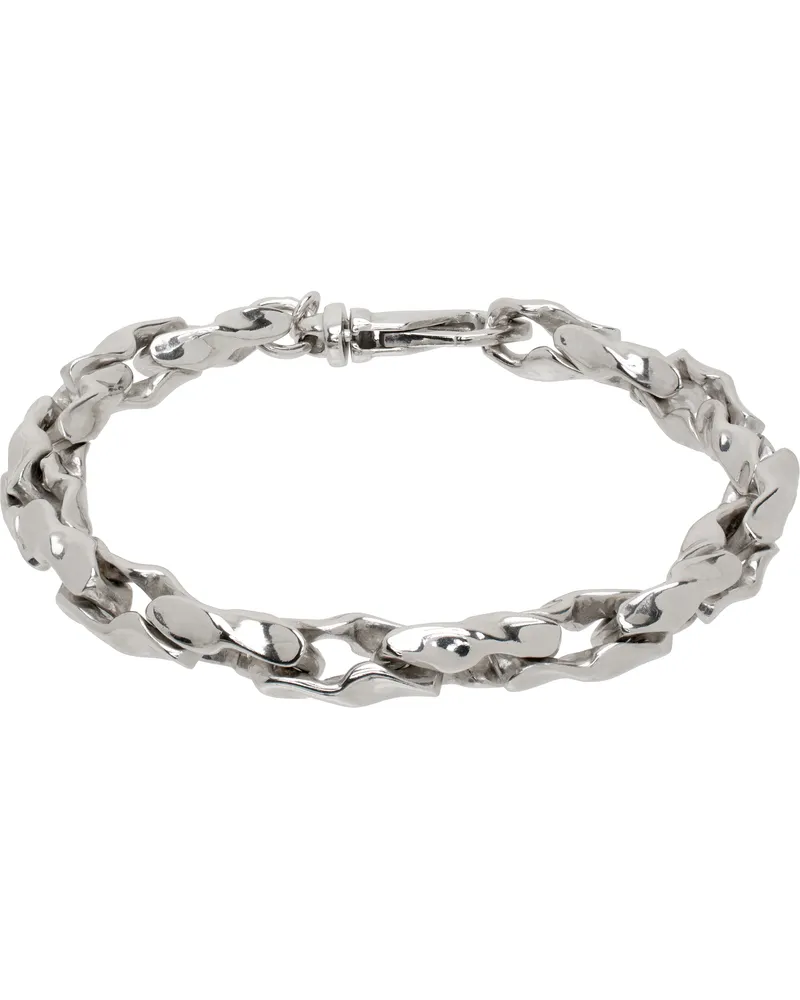 Emanuele Bicocchi Silver Large Hammered Chain Bracelet Silver