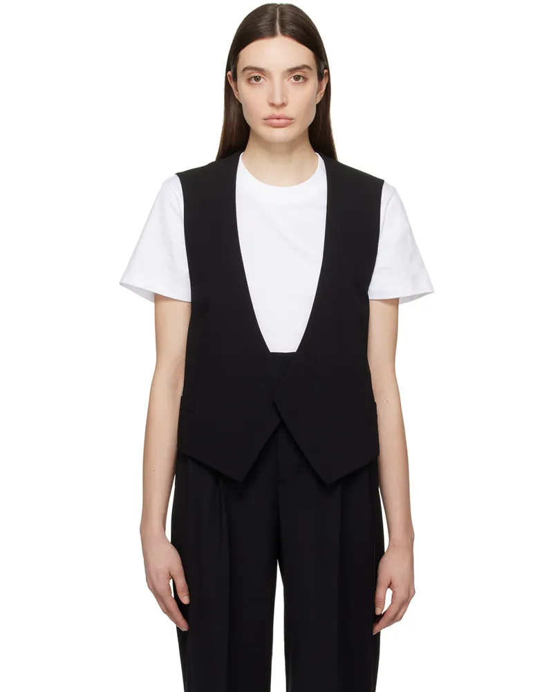 AMI Paris Black Open Vest Black