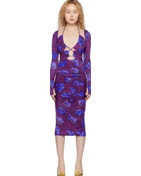 Versace Jeans Purple Ruched Midi Dress Eviolet