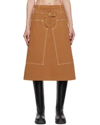 Stella McCartney Brown A-Line Midi Skirt Cinnamon