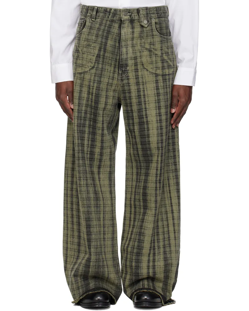 Egonlab Gray Baggy Jeans Tartan