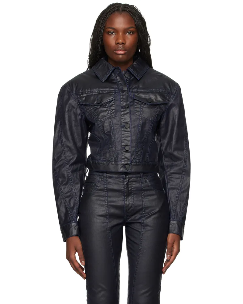 Thierry Mugler Blue Waxed Denim Jacket B607
