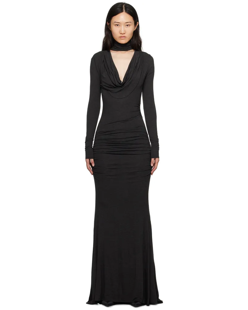 Blumarine Gray Cutout Maxi Dress N0936