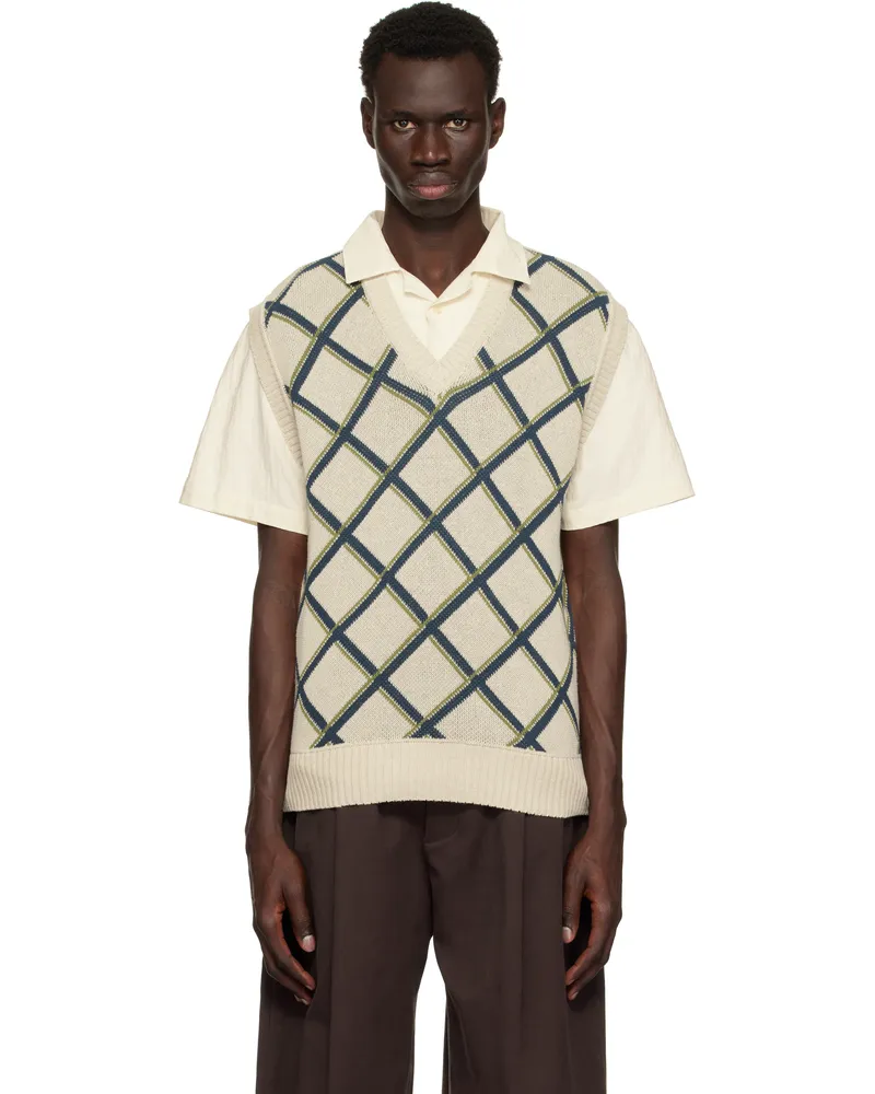 Palmes Off-White Argyle Knitted Vest Off-white