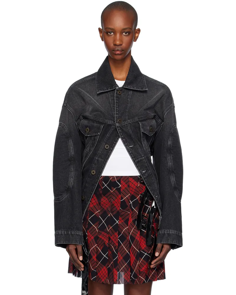 Jean Paul Gaultier Black Lacing Denim Jacket 06-vintageblack