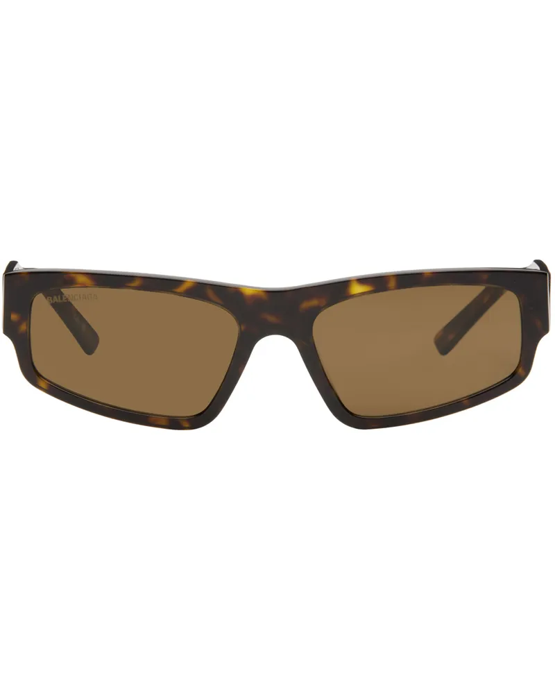 Balenciaga Tortoiseshell Rectangular Sunglasses Havana-Havana-Brown